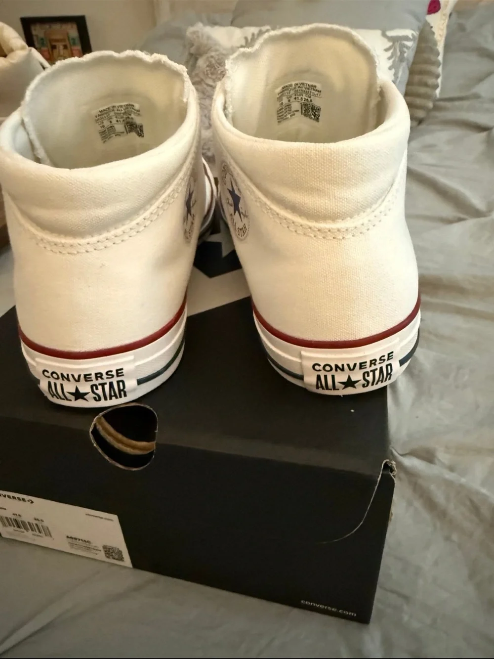 Converse White High-Top Sneakers with Red Accent